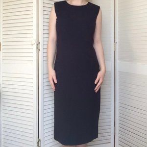 Navy, cocktail length sleeveless dress